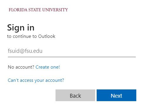 FSU email outlook login.
