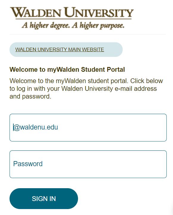 Walden student portal.