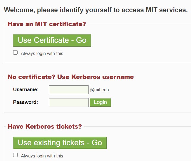 MIT Atlas login portal.